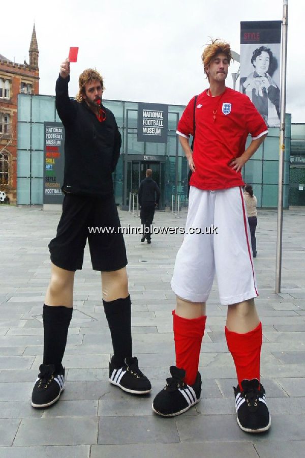 Football Referee and Footballer Stilt Walkers